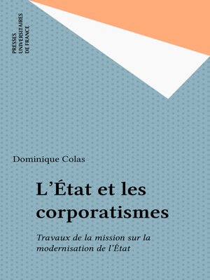 cover image of L'État et les corporatismes